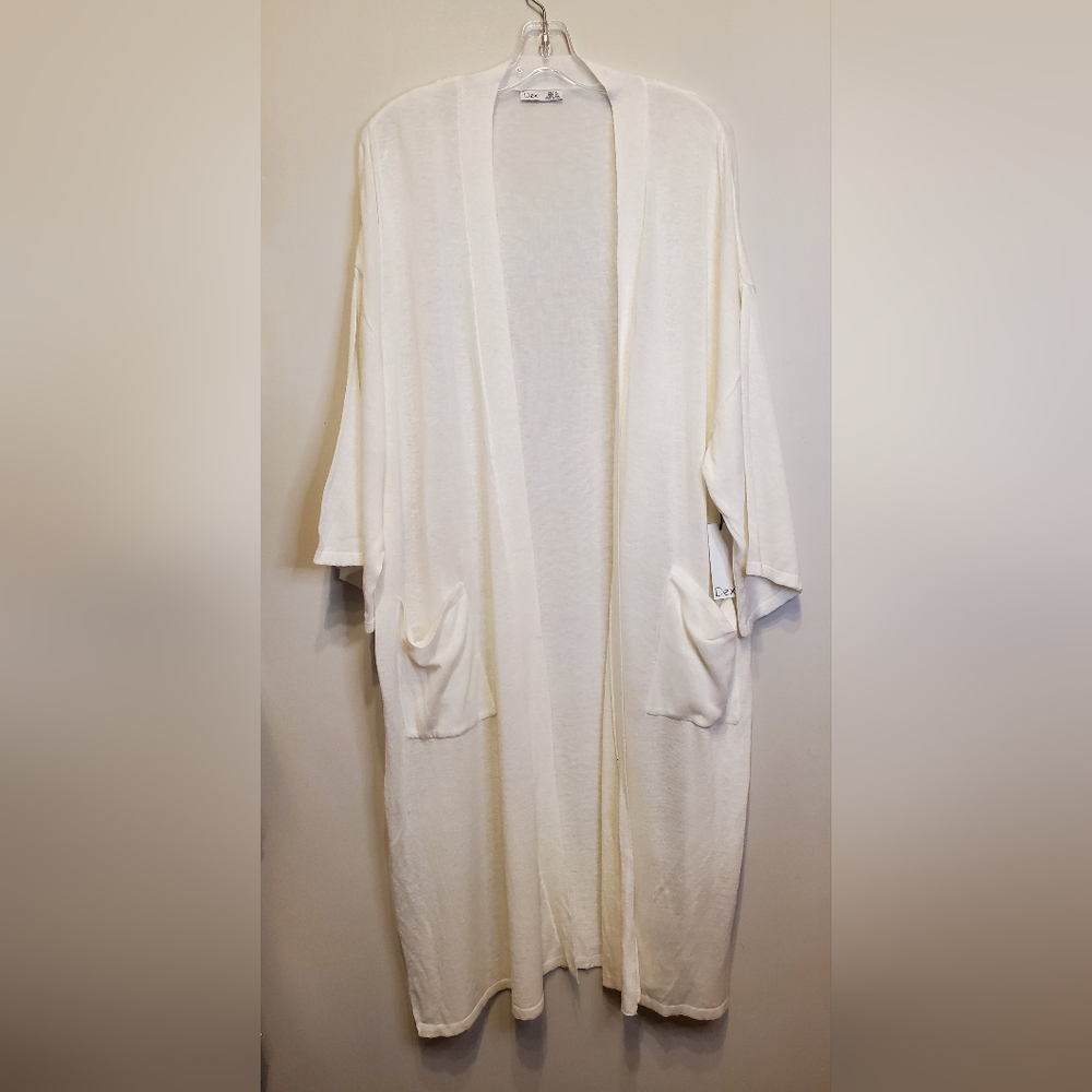 77. NWT - Dex Open Front Side Slit Long Cardigan with Pockets - Picture 4 of 11
